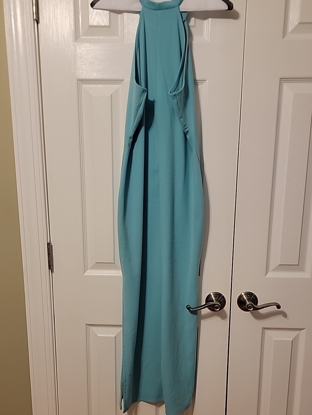 Sleeveless Teal Halter Maxi Dress